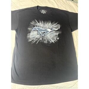 Ford‎ Mustang T-Shirt XL Black Graphic Tee Running Horse Logo JH Design Licensed